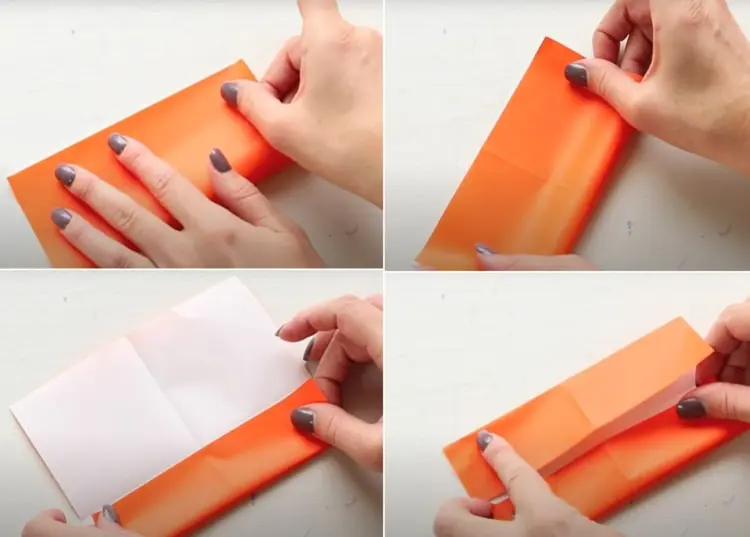 DIY Origami Herbst Deko - Quadratisches Papier bis zur Mitte falten