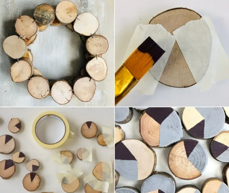 Für moderne Herbstdeko Holz verwenden und mit Acrylfarben bemalen