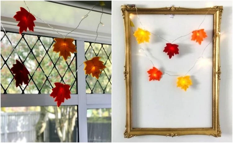 Herbst Girlande mit Licht DIY Deko Ideen