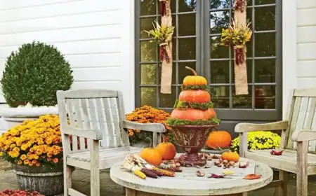 Herbstdeko im Außenbereich mit Naturmaterial Ideen für die Terrasse