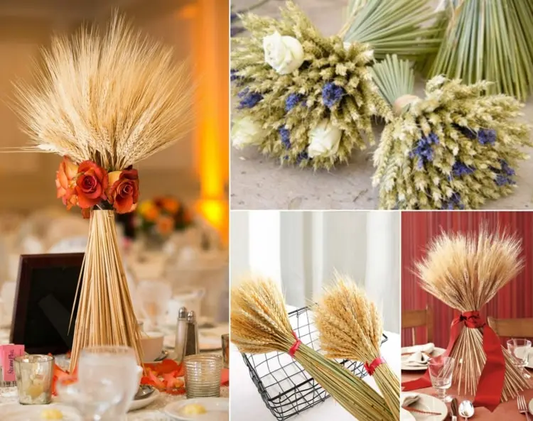 Herbstdeko mit Weizen - Sträuße binden als Tischdeko