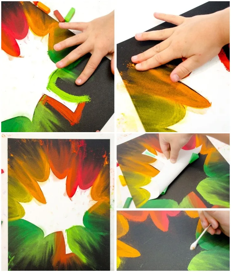 Kreatives Malen Bilder mit Herbstthema Bastelideen mit Kreide und Tafelfarbe