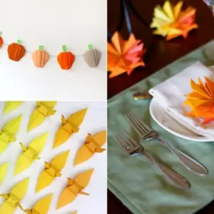 Origami Herbst Deko basteln für Wand oder Fenster und Tisch