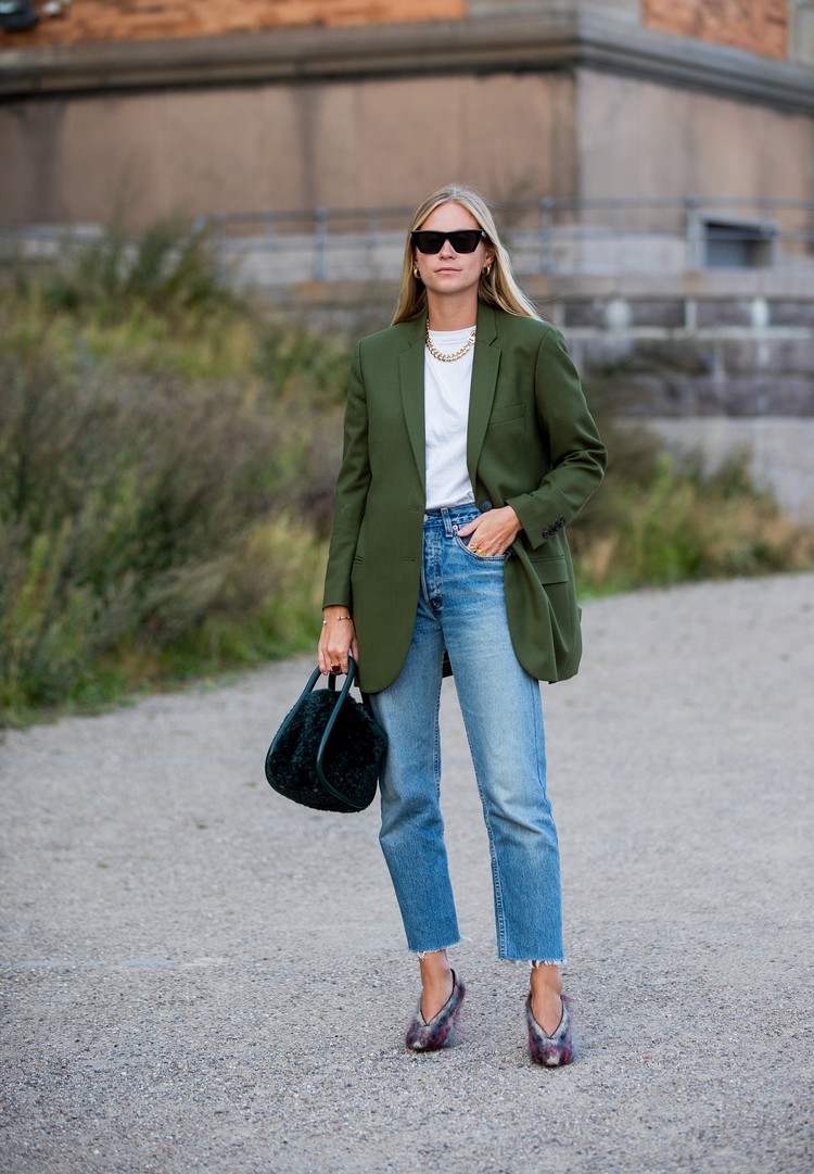 Oversized Blazer kombinieren Jeans Outfits für das Büro Frauen