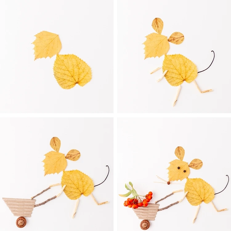 Anleitung zum Basteln einer Maus mit Schubkarre