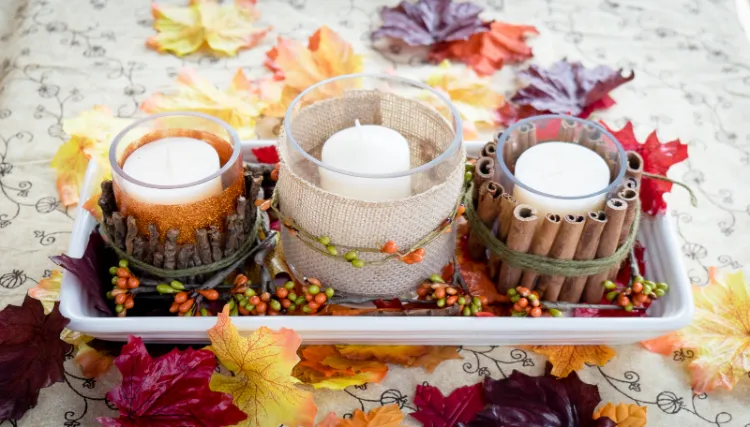 günstige Herbst Deko selber machen Kerzenhalter herbstlich dekorieren Ideen