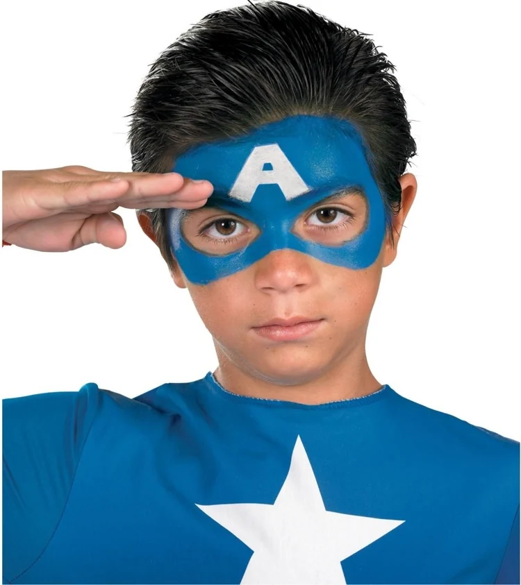 Captain America schminken Kinder Gesichtsschminke statt Maske Anleitung