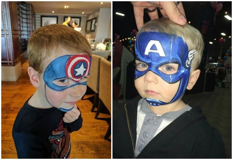 Captain America schminken Superheld Gesichtsschminke für Jungen