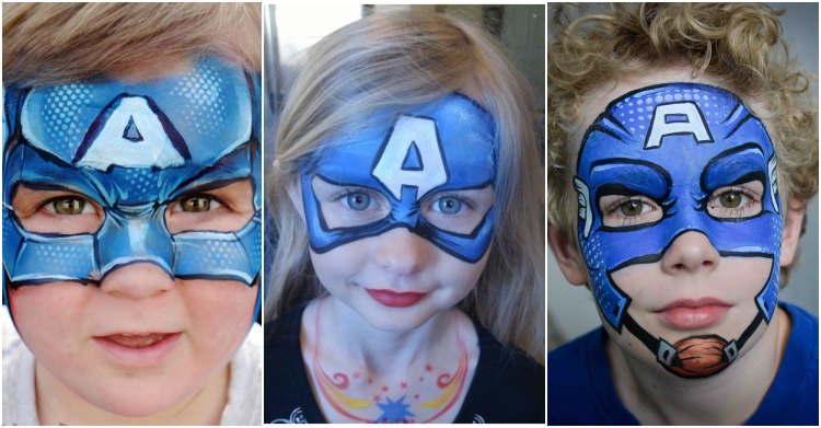 Captain America schminken für Kinder zu Halloween