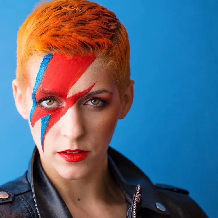 David Bowie Kostüm Frauen schnelle Halloween Frisuren kurze Haare