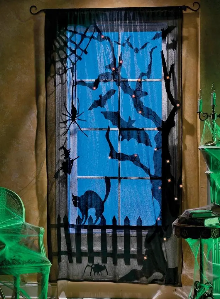Halloween Deko 2021 fürs Fenster Vorhang mit gruseligen Schatten