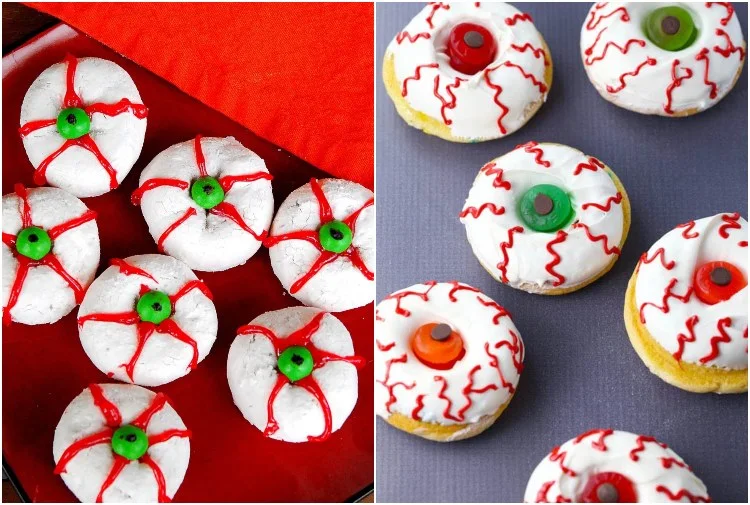 Halloween Donuts gruselig dekorieren Monster Augen