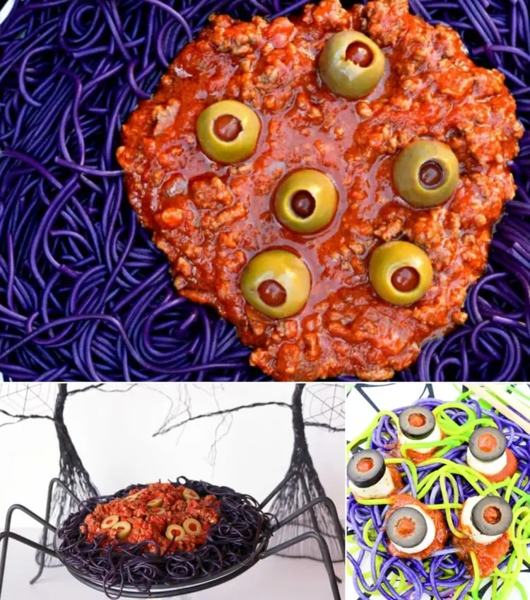 Halloween Spaghetti färben in gruseligen Farben