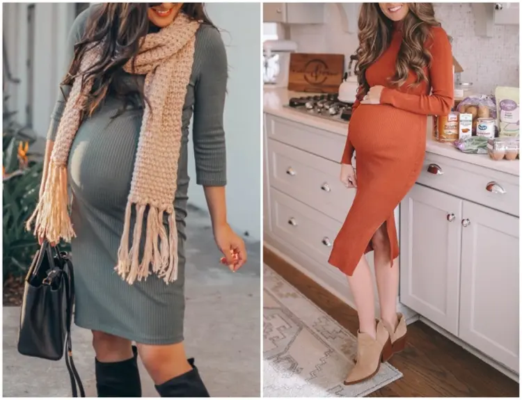 Herbst-Kleider aus dehnbarem Stoff perfekt für Schwangere