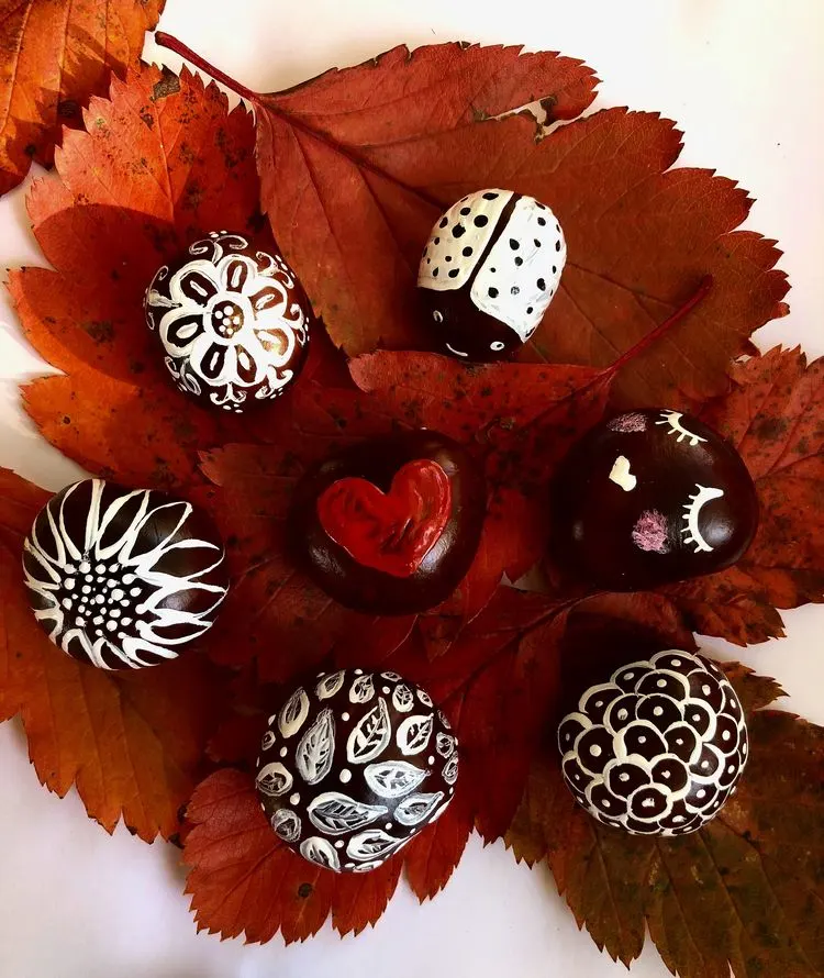 Kastanien Magnete bemalen Ideen