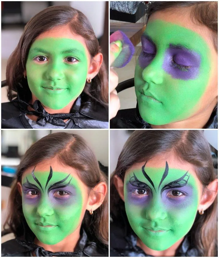 Kinderschminken Hexe Anleitung Gesichtbemalung