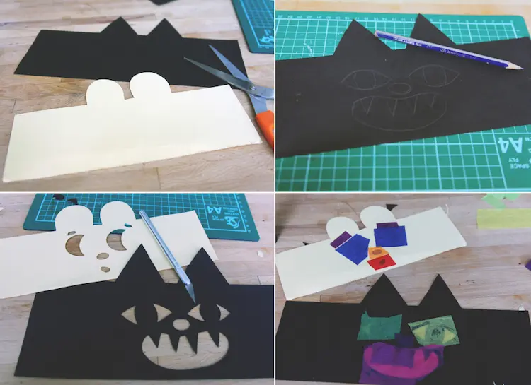 Laterne basteln und Tiere kreieren - DIY Anleitung für eine schwarze Katze aus Papier und Pergamentpapier