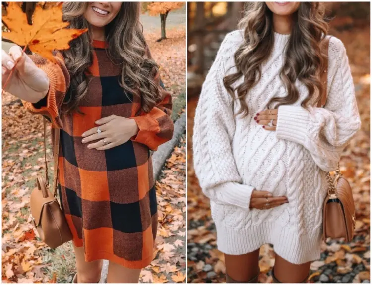 Pulloverkleid im Herbst und Winter tragen wenn schwanger