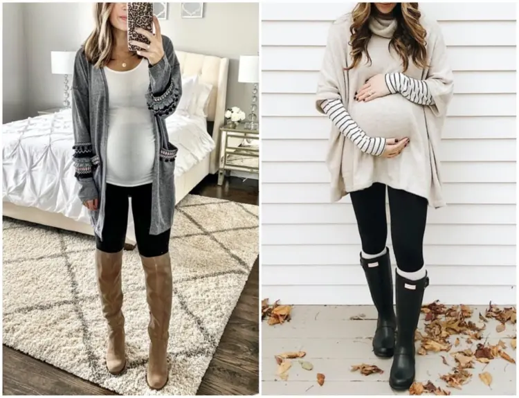 Schwangerschaft Outfit mit Leggings für den Herbst