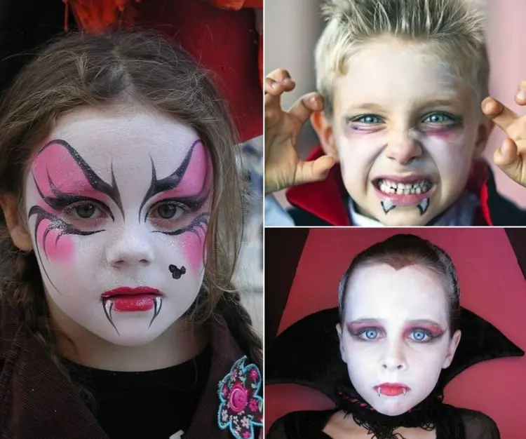 Vampirschminke in Rosa mit Glitzer und coole Ideen für Jungen