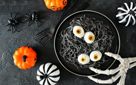 An Halloween Spaghetti auf besondere Weise servieren