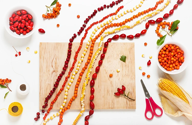 Basteln mit Hagebutten im Herbst - Ketten aus verschiedenen Materialien