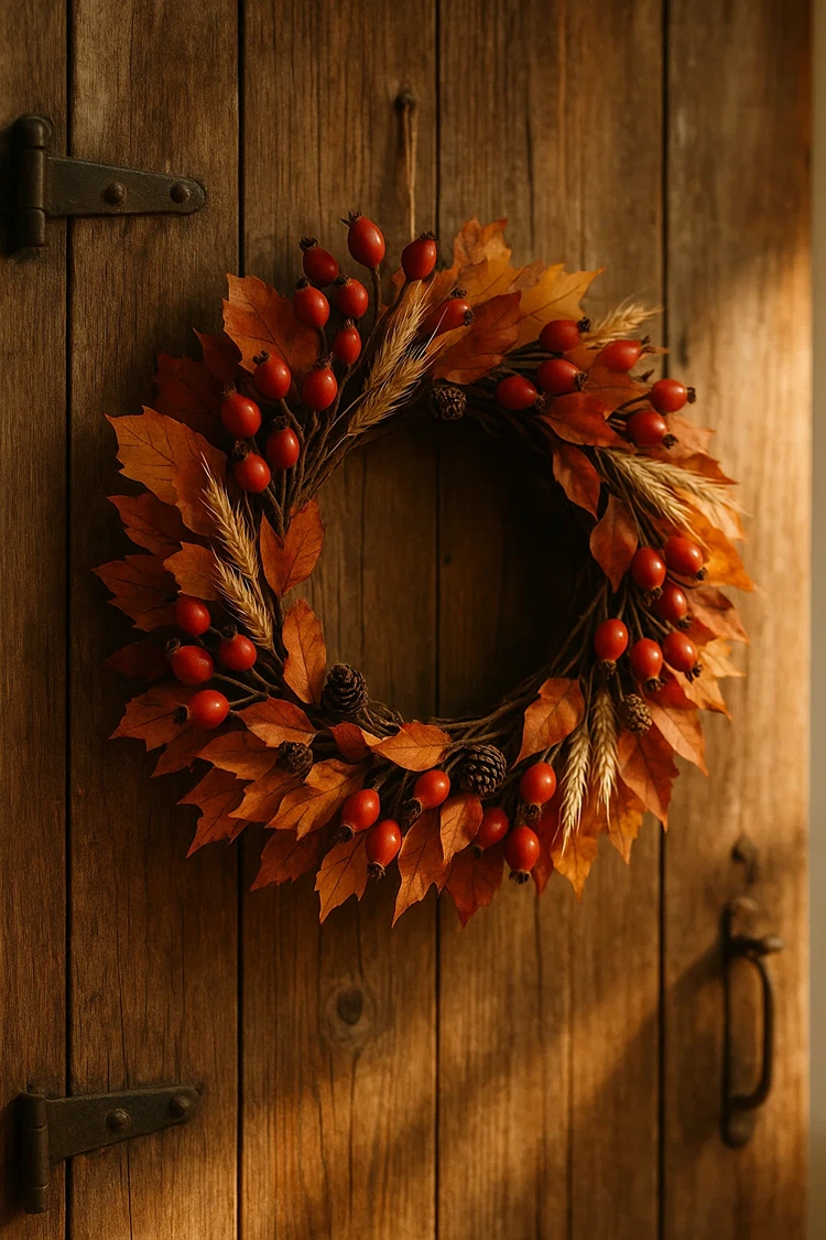 deko mit hagebutten türkranz