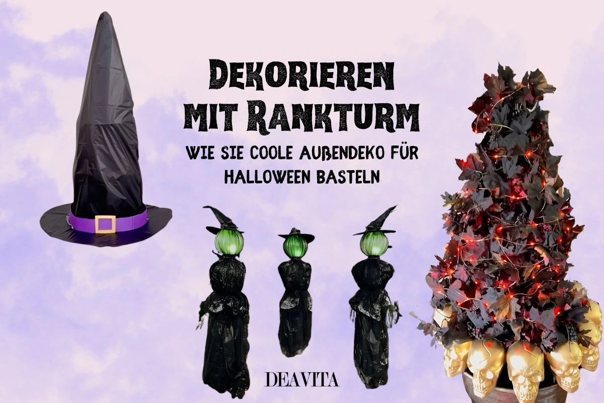 Zu Halloween Deko für draußen selber machen mit Tomaten-Rankturm