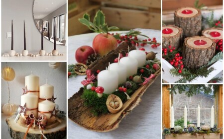 Adventskranz aus Holz selber machen Ideen im Natur Look