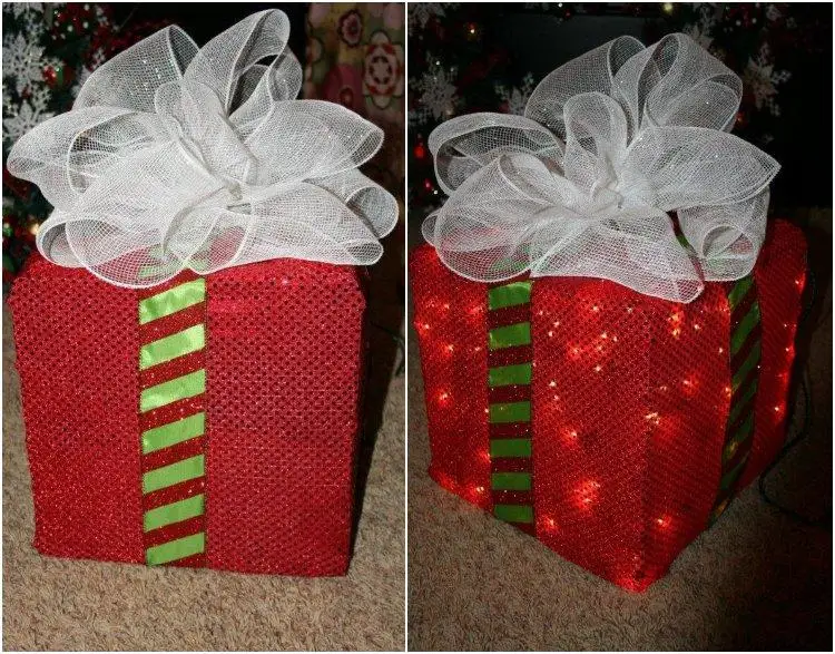 Geschenkbox beleuchtet als Deko für Weihnachten selber machen