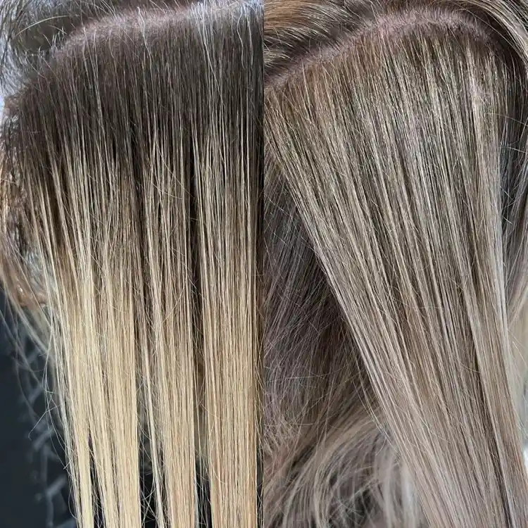 Grey Blending Balayage Technik um graue Haare zu kaschieren