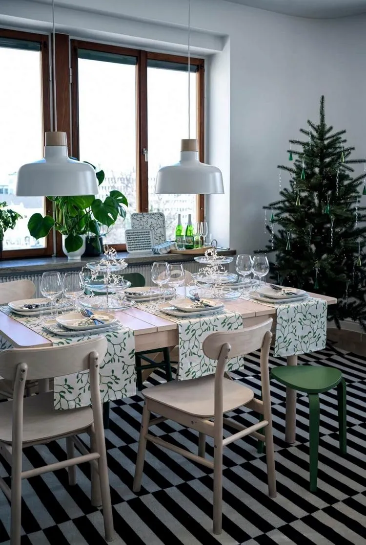 Ikea Weihnachten 2021 Tischdekoration in Weiß und Grün