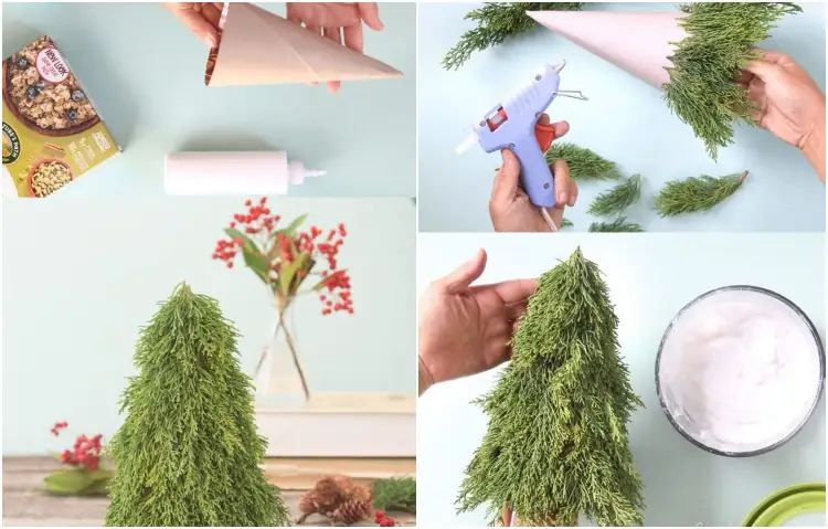 Mini Weihnachtsbaum selber machen aus Zypressenzweigen