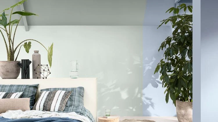 Schlafzimmer Inspiration mit Dulux Farbe des Jahres Bright Skies