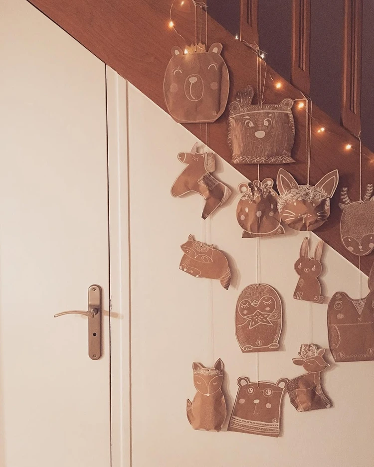 adventskalender aus papiertüten in form von tieren
