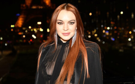 elegant aussehende schauspielerin lindsay lohan in paris