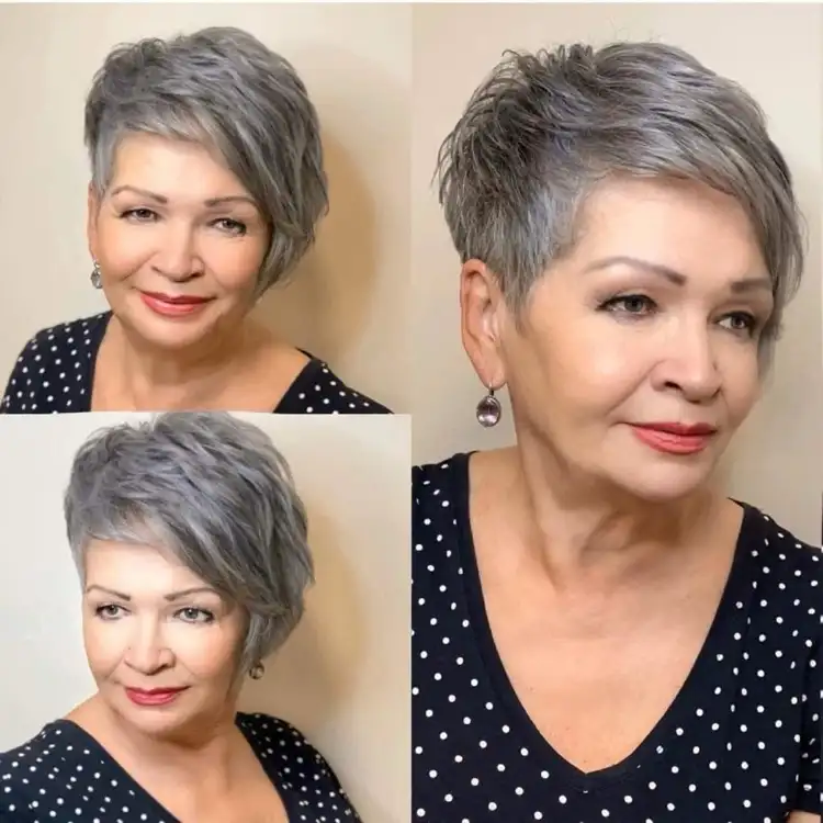 flotte Kurzhaarfrisur für graue Haare ab 70