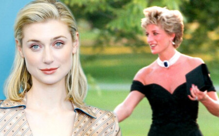 schauspielerin elizabeth debicki als prinzessin diana mit rachekleid in der serie the crown