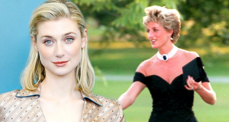 schauspielerin elizabeth debicki als prinzessin diana mit rachekleid in der serie the crown