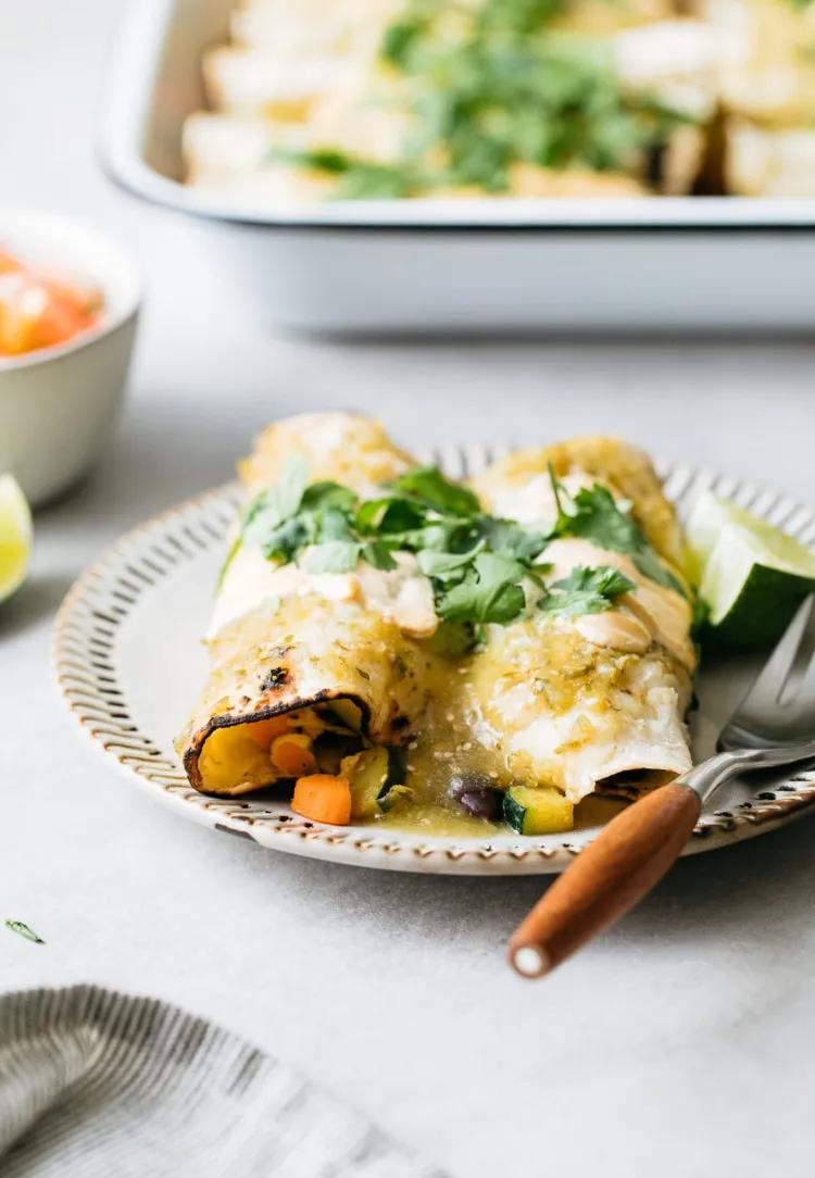 vegan Enchiladas Rezept Wraps anders verwenden Herbst Abendessen