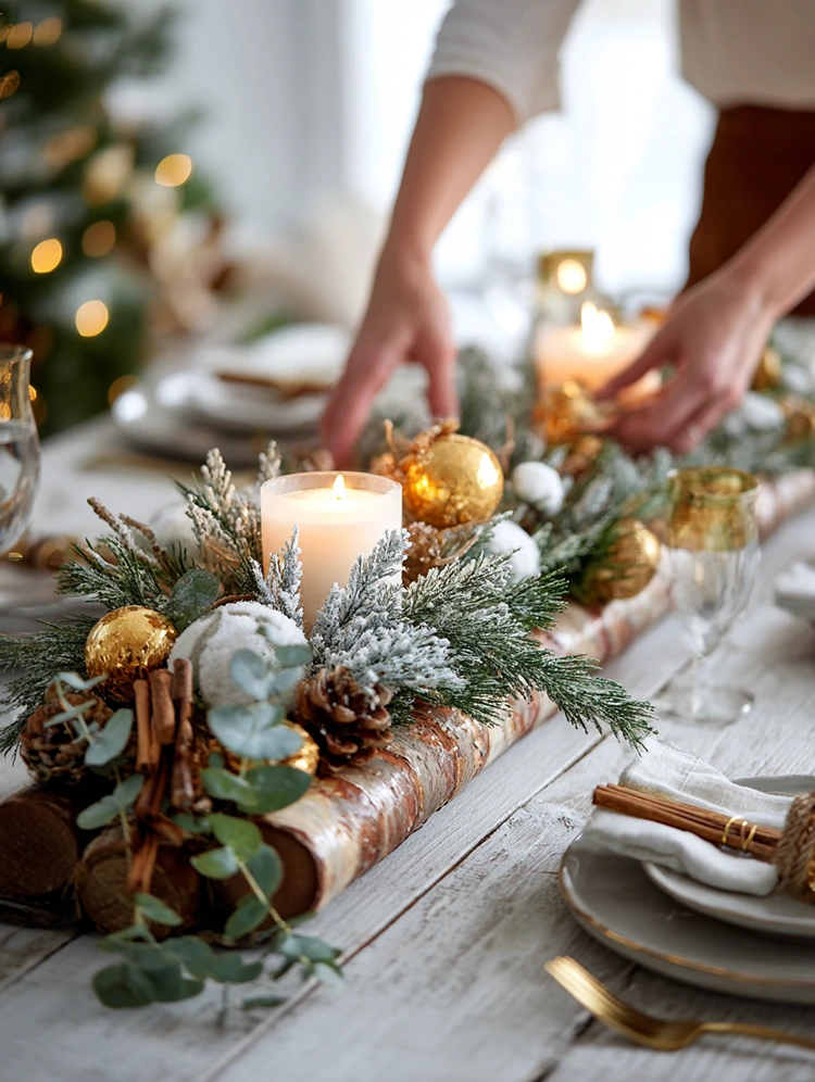 Weihnachtsdeko günstig selber machen mit Poolnudeln für den Tisch