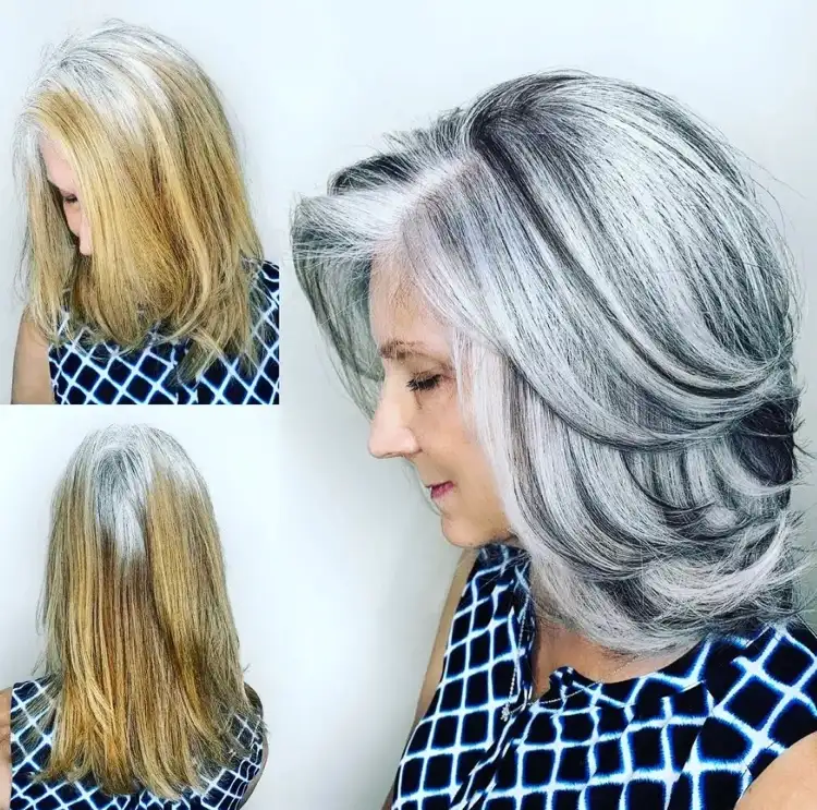 weiße Haare mit schwarzen Strähnchen kombinieren