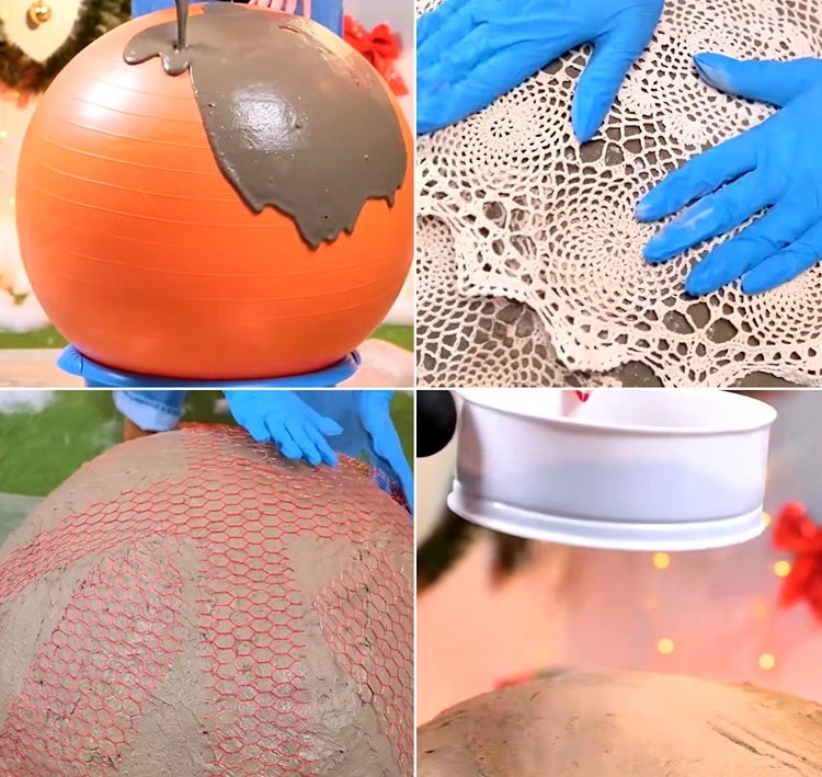 XXL Christbaumkugel mit Fitnessball und Beton