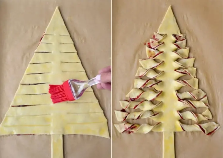 Anleitung für die Herstellung eines Weihnachtsbaums aus Teig