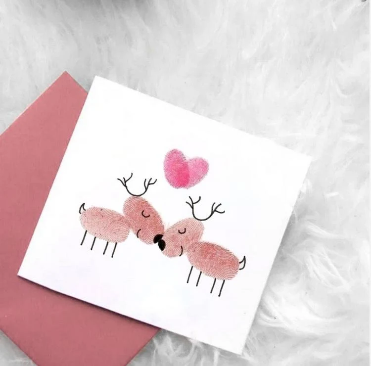 DIY Weihnachtskarte mit Fingerabdruck für den Liebsten