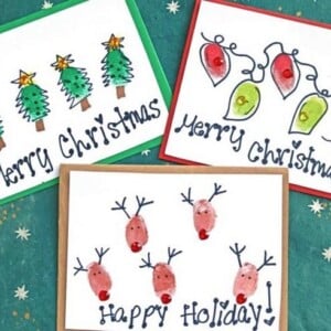 DIY Weihnachtskarten mit Fingerabdruck schöne Ideen zum Nachmachen