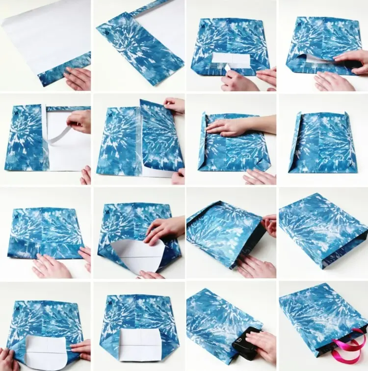 Geschenktüten basteln mit Papier und Klebeband - Schritt für Schritt nachhaltige Verpackung machen
