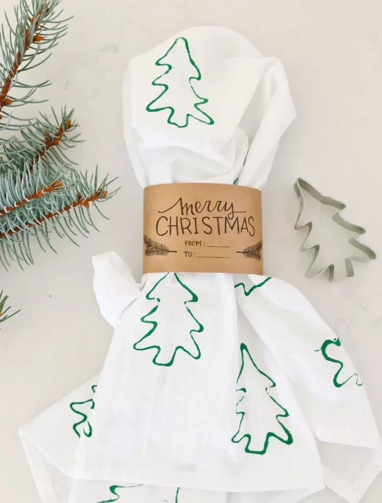 Geschirrtuch weihnachtlich dekorieren DIY Geschenke beste Freundin Weihnachten