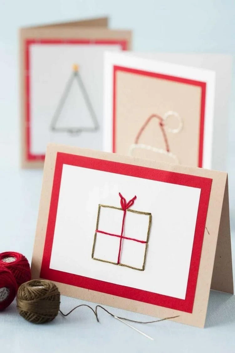 Karten besticken einfache Ideen für Kinder Geschenk