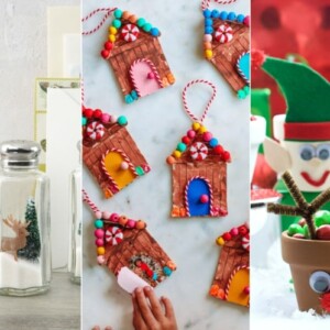 Kleine Weihnachtsgeschenke selber basteln mit Kindern - Schneekugeln Knusperhäuser und Töpfe